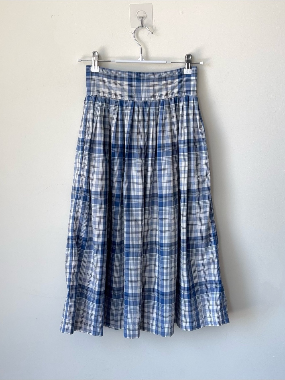 Vintage 80s Ralph Lauren Plaid Skirt Size 6 Button Front Cotton Blue Label - Picture 8 of 10